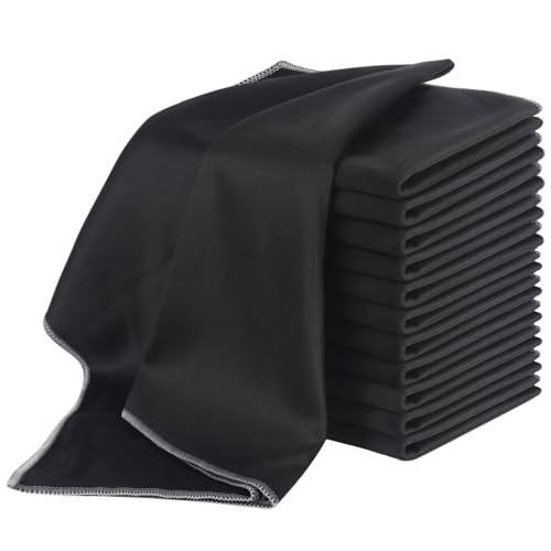SINLAND Microfiber Glass Polishing Cloths Cleaning Rag 20x25In 12Pack Black - color: Black, size: 20Inchx25Inch 12Pcs
