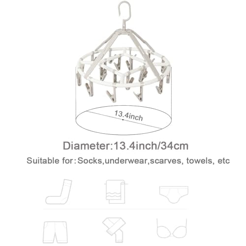 Foshine Clothes Drying Racks Foldable Clip Hangers with 20 Drying Clips - color: Light Grey-circle