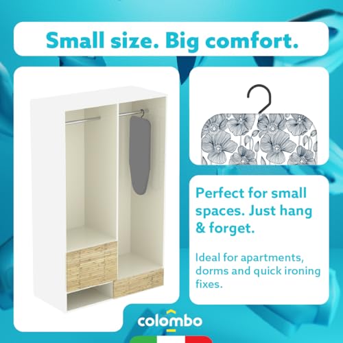 Colombo Miniasse Table Top Ironing Board 27.5″ x 12.5″ – Small Portable Foldable Ironing Board with Safety Lock, Compact Dorm & Apartment Iron Board, Organic Cotton Cover