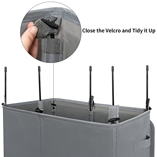 WOWLIVE 154L Double Laundry Hamper 2 Section with Lid and Removable Bags - color: Grey, size: 154l (24.8x 14.2 X 26.8 Inches)