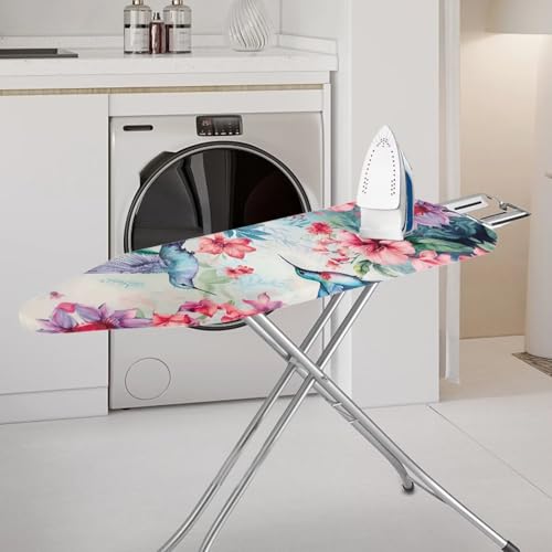 Flower Hummingbird Ironing Board Cover and Pad Soft Ironing Board Cover, Non Stick Scorch and Stain Resistant Standard Size 15x54 Inch with Elastic Edges - color: 0 Flower Hummingbird