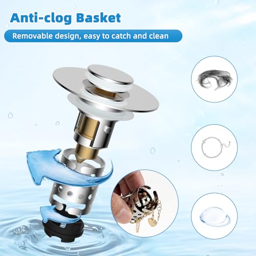 Universal Bathroom Sink Drain Stopper Hair Catcher, Chrome - color: Chrome Finish
