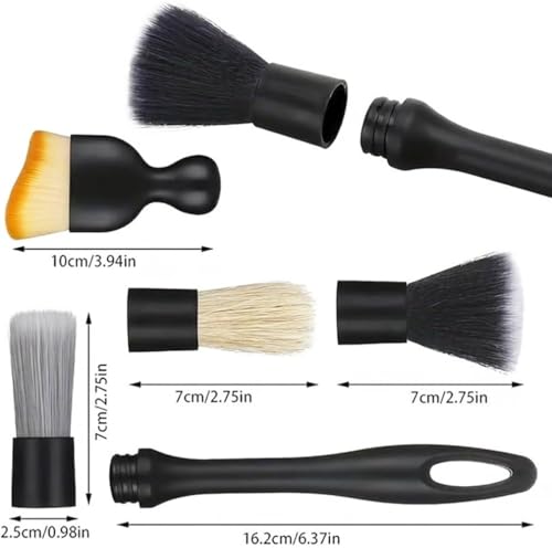 8PCS Car Detailing Brush Set,Soft Car Cleaning Brush,for Cleaning interiors Car Betailing Kit,Ventilation Opening、Console、Seat Seam - color: Black