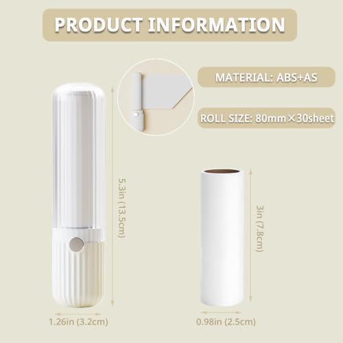 Compact Lint Remover with 150 Sheets, 1 Roller & 4 Refills, White - color: White