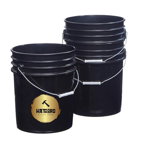 5 Gallon Food Grade Plastic Bucket, Open Head Pail with Handle, 12-3/8 in Diameter x 14-3/4 in Height (Black, 1 Pack) - color: Black, size: 1 Pack