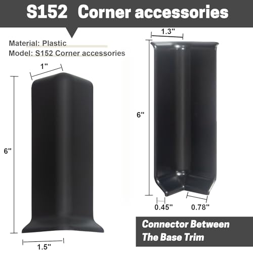 COUKIU Self Adhesive 6 Inch Baseboard Corner Blocks, Black, 6-Piece Set - color: Black, size: 6inch(Width)