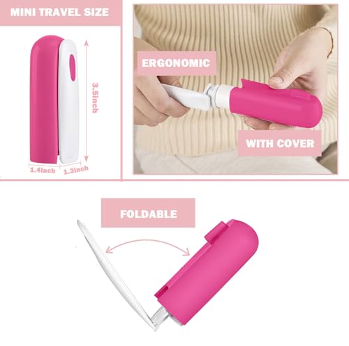 Mini Lint Roller Travel Size, Reusable Portable Lint Roller for Clothes, Travel Essentials with 150 Sheets Refillable, Sticky Small Pet Hair Remover for Purse Bag Car (Rose) - color: Rose