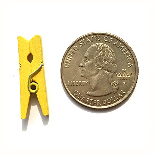 LWR CRAFTS Wooden Mini Clothespins 200 Per Pack 1" 2.5cm (Yellow) - color: Yellow