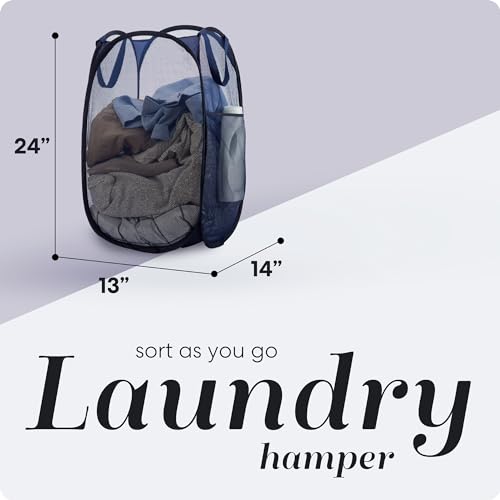 Handy Laundry Collapsible Mesh Laundry Hamper 2-Pack, Blue - color: Blue, 2-PACK