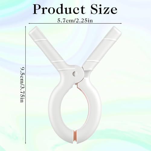 60 Pcs Beach Towel Clips, Heavy Duty Plastic Clothes Pins with Strong Grip, Windproof Laundry Clothespins for Blankets and Hanging Rack White