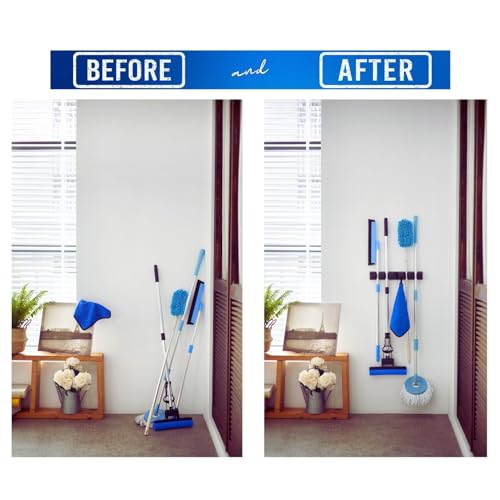 Displays By Jack wall mounted Broom and mop Holder, Black Utility Tool Organizer for Home, 1-Pack