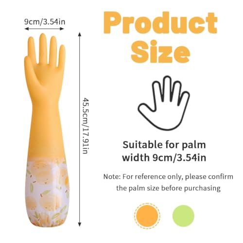 Dishwashing Cleaning Gloves, Rubber Kitchen Glove 2 Pairs