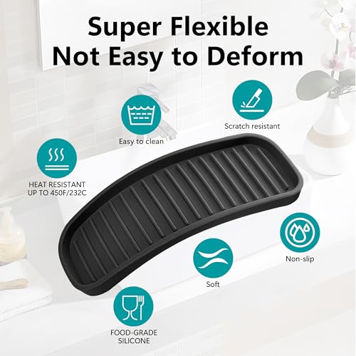 Silicone Sponge Holder for Kitchen Sink - Kitchen Soap Tray & Sponge Tray - color: Black