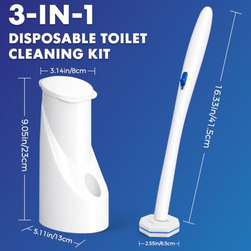 COBETE Disposable Toilet Brush Wand 2 Kit with 60 Refills, Efficient Deep Scrubbing Toilet Bowl Cleaner Wand with Holder for Bathroom Toilet Cleaning
