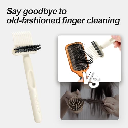 Hair Brush Comb Cleaning Tool Comb,2-in-1 Hair Brush Cleaner Tool, Portable Remover Rake for Removing Hair Dust, Home and Salon Use (White) - color: 1 Pack-White