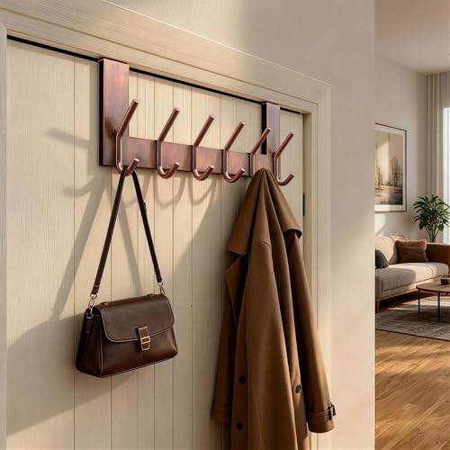WEBI Over The Door Hooks for Hanging,Door Hanger,Over The Door Towel Rack,Door Coat Rack for Clothes,Hats,Antique Copper,2 Packs - color: Z Copper, size: 2 Pack
