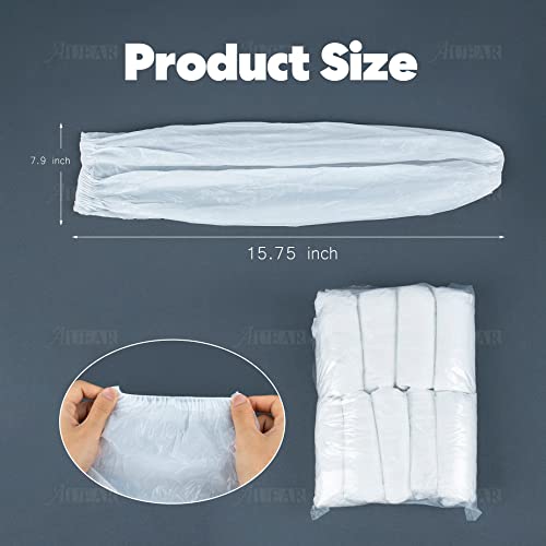 AUEAR, Disposable Arm Sleeves Covers Plastic Oversleeves Protector PE Sleeve Cover Painting with Elastic for Arm Protection - color: White, size: 100 Pack