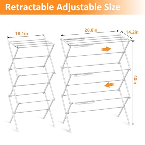 3 Tier Clothes Drying Rack, Foldable Drying Rack Clothing,Indoor & Outdoor Laundry Rack for Drying Clothes,Space-Saving Design,Small Collapsible Portable Dryer Racks for Laundry,Pure White - color: Purewhite