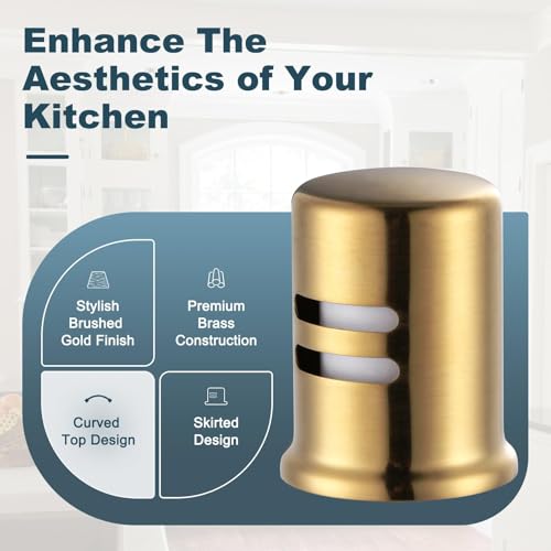 Dishwasher Air Gap Cover for Kitchen, Solid Brass Air Gap Cap with Skirted Design, Dishwasher Overflow Vent Cap Replacement Only, Brushed Gold - color: Brushed Gold
