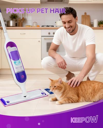 KEEPOW Reusable Power Mop Refills Pads Compatible with Swiffer PowerMop - color: Purple-6 Pack