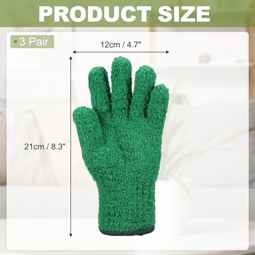 uxcell Microfiber Gloves, Reusable Washable Plant Dusting Gloves Cleaning Mittens for Auto Plants Household Kitchen - color: Dark Green