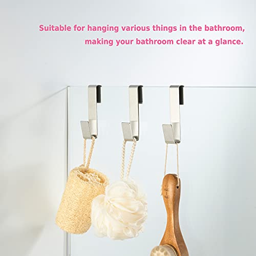 Towel Hook, Over Glass Door Hook for Bathroom, Suit for Frameless Glass Shower Door 0.39" (10 mm) Stainless Steel Brushed, 3 Pack - color: Brushed, size: Regular