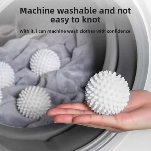 4 Pack Reusable Laundry Balls for Washing Machine - Spiked Dryer Balls to Remove Pet Hair and Lint - Anti-Winding & Anti-Knotting Laundry Scrubber, Softens Clothes and Reduces Wrinkles - 2.36", White