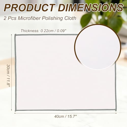 uxcell 2Pcs Glass Polishing Cloth, 15.7x11.8 Microfiber Cleaning Cloths Lint & Streak Free Quickly Drying Towels for Glassware, Cars, Glasses, Phone Screens, Sunglasses, Gray & White