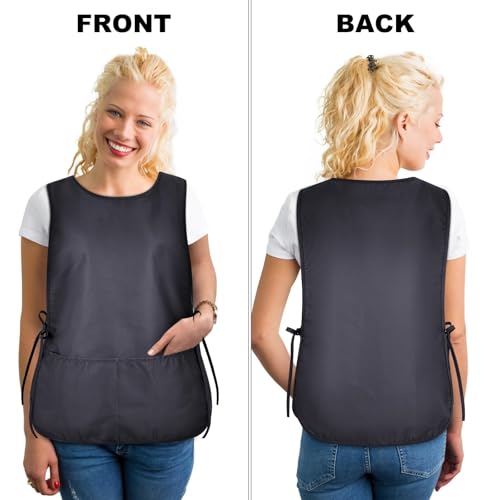 TFTAFAN Cobbler Apron Unisex Waterproof Apron with 2 Deep Pockets Art Smock for Painting Cleaning Artiest Apron work kitchen - color: Gray
