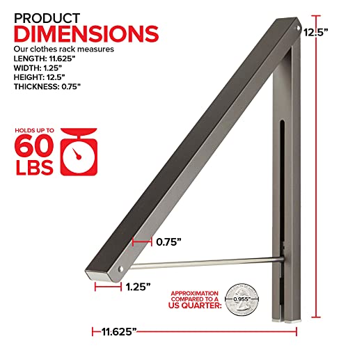 Single Foldable Clothing Rack, Wall-Mounted Retractable Clothes Hanger for Laundry Dryer Room, Hanging Drying Rod, Small Collapsible Folding Garment Racks, Dorm Accessories (Gray) - color: Gray
