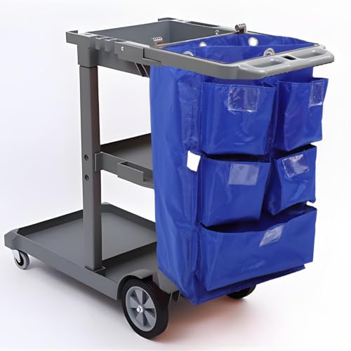 Janitorial Cart Bag Replacement Cleaning Cart Bag for Trash Collection and Housekeeping Supplies Reusable Cleaning for 27.16 X 15.74 X 11.02 in 1 Pack - color: Blue