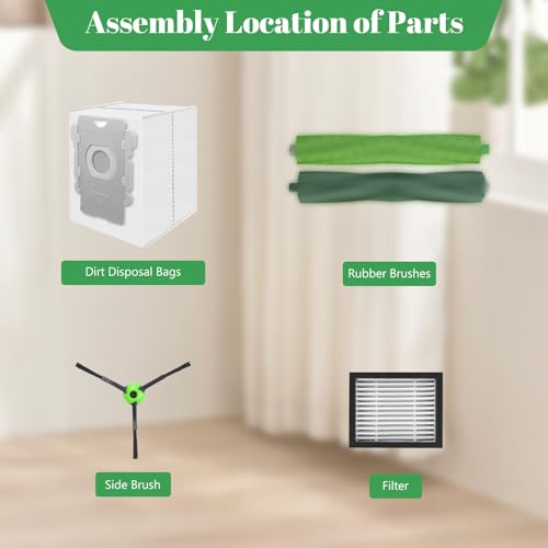 Replacement Parts for Roomba i/j/e Series, i7+, i3+, i8+, i6+ Robot Vacuum - color: E/I/J Series Replacement Parts - Green