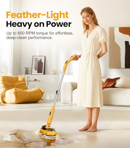 Electric Spin Mop M2, 5000mAh, 110-Min Runtime, 800RPM Cordless Power Mop