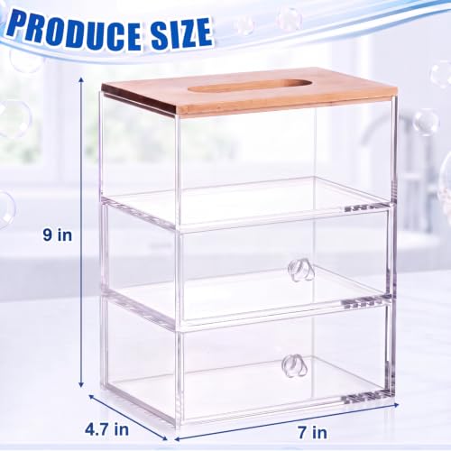 Juexica 3 in 1 Laundry Pods Container & Dryer Sheet Holder & Fragrance Beads Dispenser with Drawer Bamboo Lid Acrylic Dishwasher Pods Container Laundry Room Organization Storage for Room Kitchen Home