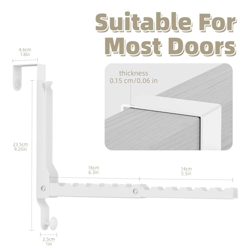 Over the Door Hanger Folding Clothes Drying Rack with 1 Hooks, Double Fold Hanging Door Hooks Coat Rack for Laundry Room, Compact Space Saving Foldable Portable Door Hooks Collapsible (2Pack,White) - color: White(update)