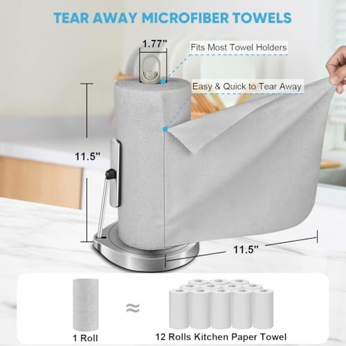 AIDEA Microfiber Cleaning Cloth Roll-50PK, Paper Towels Reusable 11.5×11.5" - color: Grey