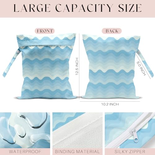 Wet Bag for Swimsuit, Beach Travel Essentials Wet Dry Bag, for Sunscreen Toiletry Dirty Clothes Yoga Gym Diaper, Friends Summer Beach Vacation Gifts. Wave stripes - color: Wave Stripes