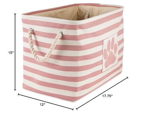 Bone Dry 5743 Pet Storage Collection Striped Paw Patch Bin, Large Rectangle, Rose - color: Rose, size: Large Rectangle