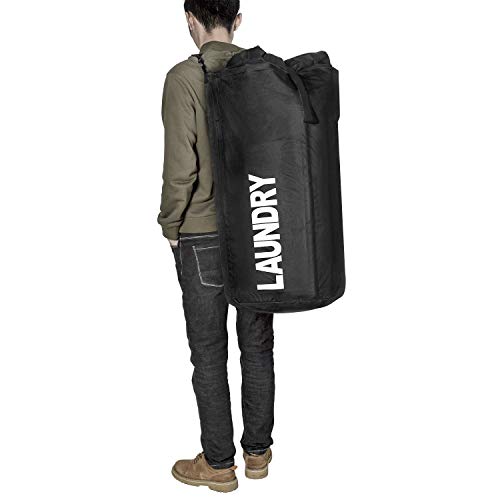 Chrislley 106L Collapsible Laundry Basket, Laundry Backpack, Laundry Bag - color: black