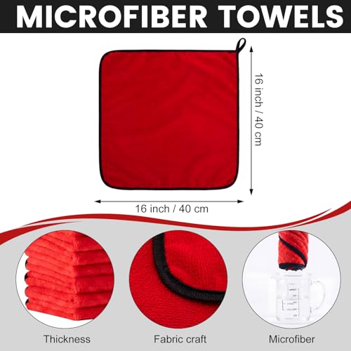 Tallew 60 Pcs Microfiber Towels Bulk Car Drying Cloth, Red - color: Red