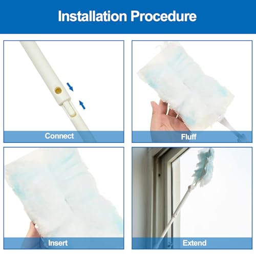 Replacement Handles Compatible with Swiffer Duster Refill, Swiffer Duster Extended Handle,Foldable & Extendable Dust Handle Only(White 5pcs) - size: 5 PCS