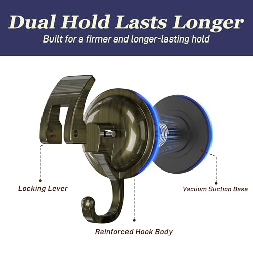 Green Bronze Heavy Duty Vacuum Suction Cup Hooks, 2 Pack - color: Green Bronze, size: 2 Pack