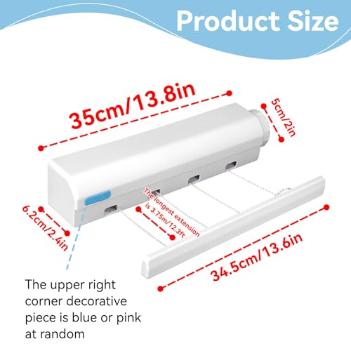Retractable Clothesline, 5 Line Retractable Indoor Clothesline Wall Mounted Telescopic Clothes Drying Rack Punching Installation Laundry Line (Five Ropes)