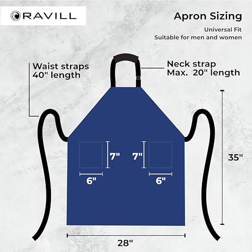 Ravill Waterproof Aprons For Men and Women with Pockets - color: Blue