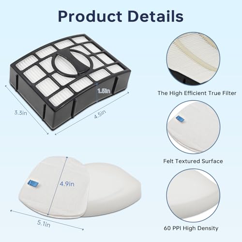 Filter Kit for Shark Navigator ZU560 ZU561, 2 Post 6 Foam 6 Felt