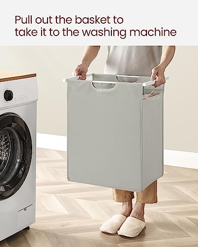 VASAGLE Laundry Hamper with Shelf, 1 Pull-Out Bag, 17.2 Gallons (65L) - color: Cream White + Cloud White, size: 1 Bags - 65 L