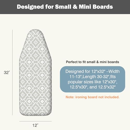 UniSimp Small Ironing Board Cover and Pad 12"x32" Small Iron Board Cover with Padding,Tabletop Mini Ironing Board Cover and Pad Small Size, Cotton Canvas, Heat Resistant, Drawstring Closure Geometric - color: Geometric, size: 12" x 32"