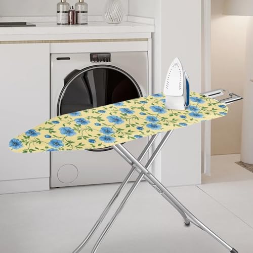Blue Floral Ironing Board Cover Standard Ironing Board Full Size with Elastic Edge and Hook and Loop Fasteners, Replacement Cover for Ironing Board - color: Blue Floral