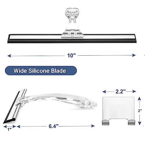AmazerBath Squeegee for Shower Glass Door, Shower Squeegee for Glass Doors - Acrylic Handle All-Purpose Squeegee for Shower Doors, Windows, Mirrors, Tiles and Car Glass, 10 Inches - Clear - color: Clear, size: 10 Inches