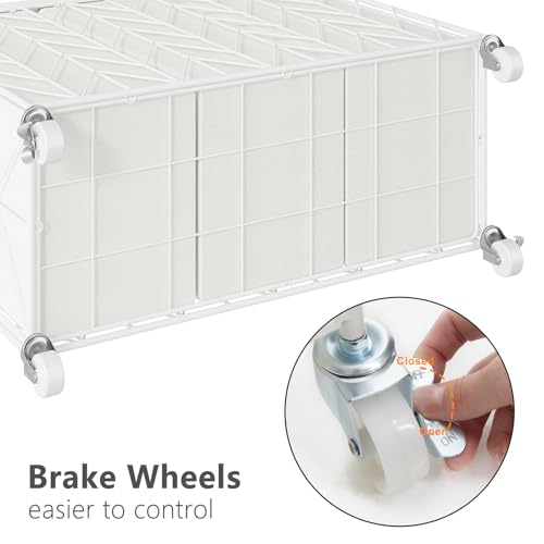WOWLIVE Laundry Hamper 3 Section with Lid, 142L Laundry Basket with Wheels - color: White, size: 142l(28.35 x 13 x 26.4 Inches)